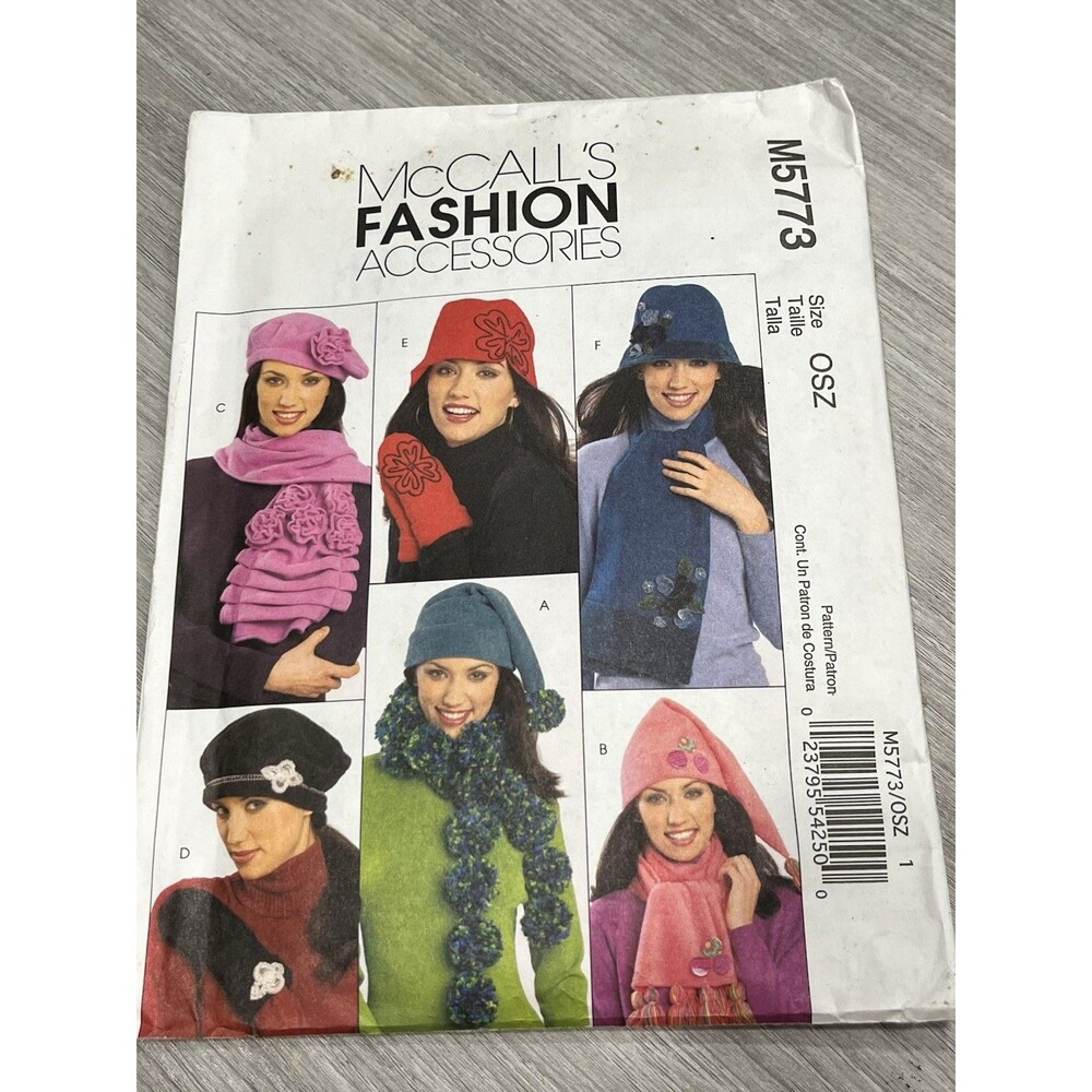 McCall's Fashion Accessories Pattern #M5773 Misses Hats,Scarves,&Mittens/uncut